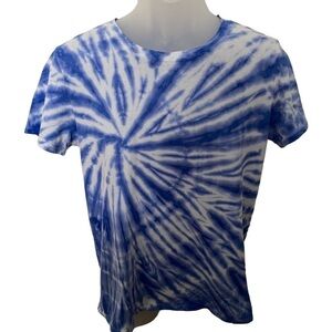 Lucky BRAND Blue & White Tie-Dye Tee Shirt Women M Medium
